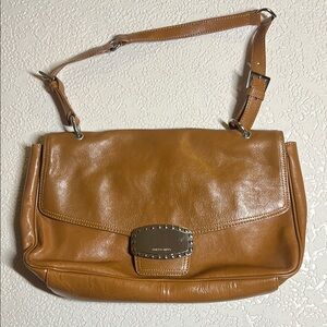 Franco Sarto Tan Leather Shoulder Bag with Adjustable Strap